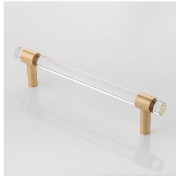 Anthropologie Gold and Acrylic Handle Cabinet Drawer Pull - Picture 1 of 7